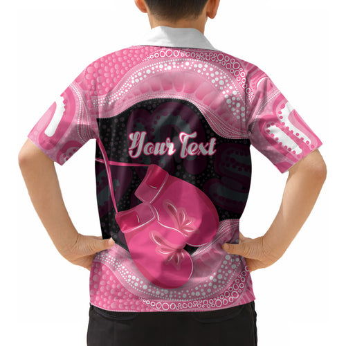 Personalised Australia Breast Cancer Awareness Kid Hawaiian Shirt Pink Cockatoo Fight Boxing Gloves Aboriginal Art
