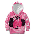 Personalised Australia Breast Cancer Awareness Kid Hoodie Pink Cockatoo Fight Boxing Gloves Aboriginal Art