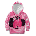 Personalised Australia Breast Cancer Awareness Kid Hoodie Pink Cockatoo Fight Boxing Gloves Aboriginal Art