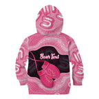 Personalised Australia Breast Cancer Awareness Kid Hoodie Pink Cockatoo Fight Boxing Gloves Aboriginal Art