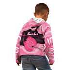 Personalised Australia Breast Cancer Awareness Kid Hoodie Pink Cockatoo Fight Boxing Gloves Aboriginal Art