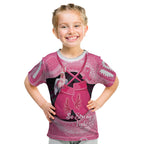 Personalised Australia Breast Cancer Awareness Kid T Shirt Pink Cockatoo Fight Boxing Gloves Aboriginal Art