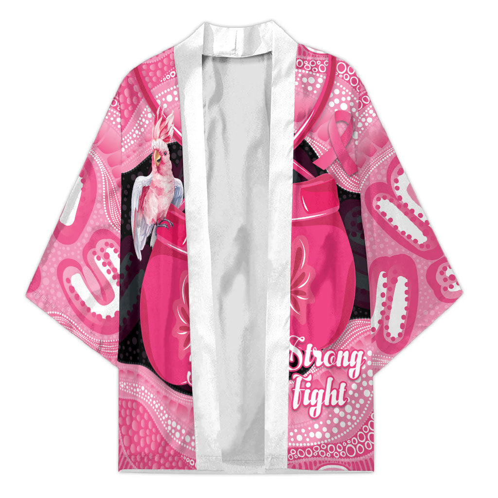 Personalised Australia Breast Cancer Awareness Kimono Pink Cockatoo Fight Boxing Gloves Aboriginal Art