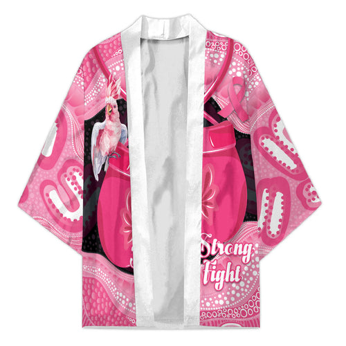 Personalised Australia Breast Cancer Awareness Kimono Pink Cockatoo Fight Boxing Gloves Aboriginal Art