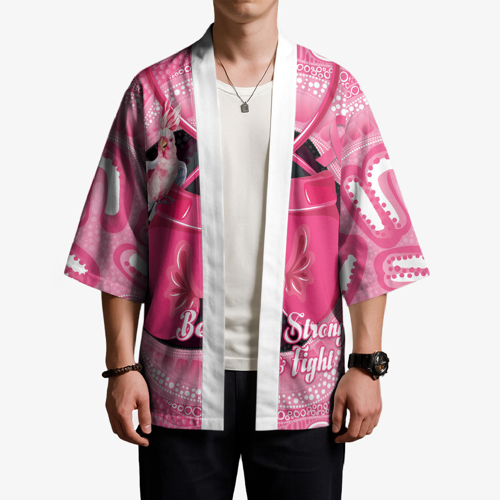 Personalised Australia Breast Cancer Awareness Kimono Pink Cockatoo Fight Boxing Gloves Aboriginal Art