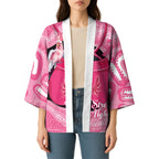 Personalised Australia Breast Cancer Awareness Kimono Pink Cockatoo Fight Boxing Gloves Aboriginal Art