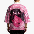Personalised Australia Breast Cancer Awareness Kimono Pink Cockatoo Fight Boxing Gloves Aboriginal Art