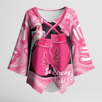 Personalised Australia Breast Cancer Awareness Kimono Sleeve Blouse Pink Cockatoo Fight Boxing Gloves Aboriginal Art