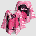 Personalised Australia Breast Cancer Awareness Kimono Sleeve Blouse Pink Cockatoo Fight Boxing Gloves Aboriginal Art