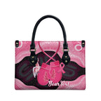 Personalised Australia Breast Cancer Awareness Leather Bag Pink Cockatoo Fight Boxing Gloves Aboriginal Art