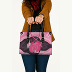 Personalised Australia Breast Cancer Awareness Leather Bag Pink Cockatoo Fight Boxing Gloves Aboriginal Art