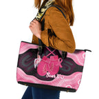 Personalised Australia Breast Cancer Awareness Leather Tote Bag Pink Cockatoo Fight Boxing Gloves Aboriginal Art