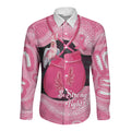 Personalised Australia Breast Cancer Awareness Long Sleeve Button Shirt Pink Cockatoo Fight Boxing Gloves Aboriginal Art