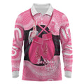 Personalised Australia Breast Cancer Awareness Long Sleeve Polo Shirt Pink Cockatoo Fight Boxing Gloves Aboriginal Art