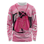 Personalised Australia Breast Cancer Awareness Long Sleeve Shirt Pink Cockatoo Fight Boxing Gloves Aboriginal Art