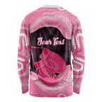 Personalised Australia Breast Cancer Awareness Long Sleeve Shirt Pink Cockatoo Fight Boxing Gloves Aboriginal Art