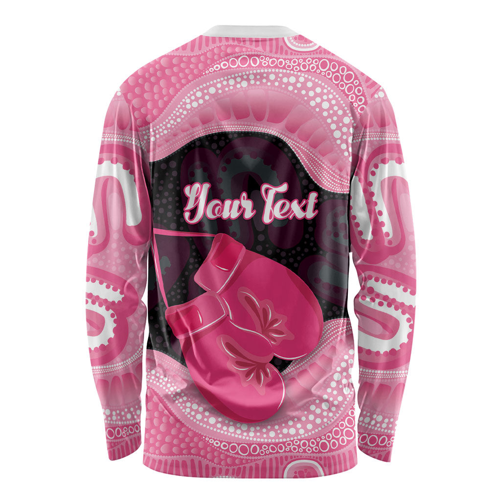 Personalised Australia Breast Cancer Awareness Long Sleeve Shirt Pink Cockatoo Fight Boxing Gloves Aboriginal Art