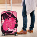 Personalised Australia Breast Cancer Awareness Luggage Cover Pink Cockatoo Fight Boxing Gloves Aboriginal Art