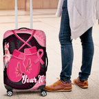 Personalised Australia Breast Cancer Awareness Luggage Cover Pink Cockatoo Fight Boxing Gloves Aboriginal Art