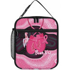 Personalised Australia Breast Cancer Awareness Lunch Bag Pink Cockatoo Fight Boxing Gloves Aboriginal Art