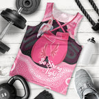 Personalised Australia Breast Cancer Awareness Men Tank Top Pink Cockatoo Fight Boxing Gloves Aboriginal Art
