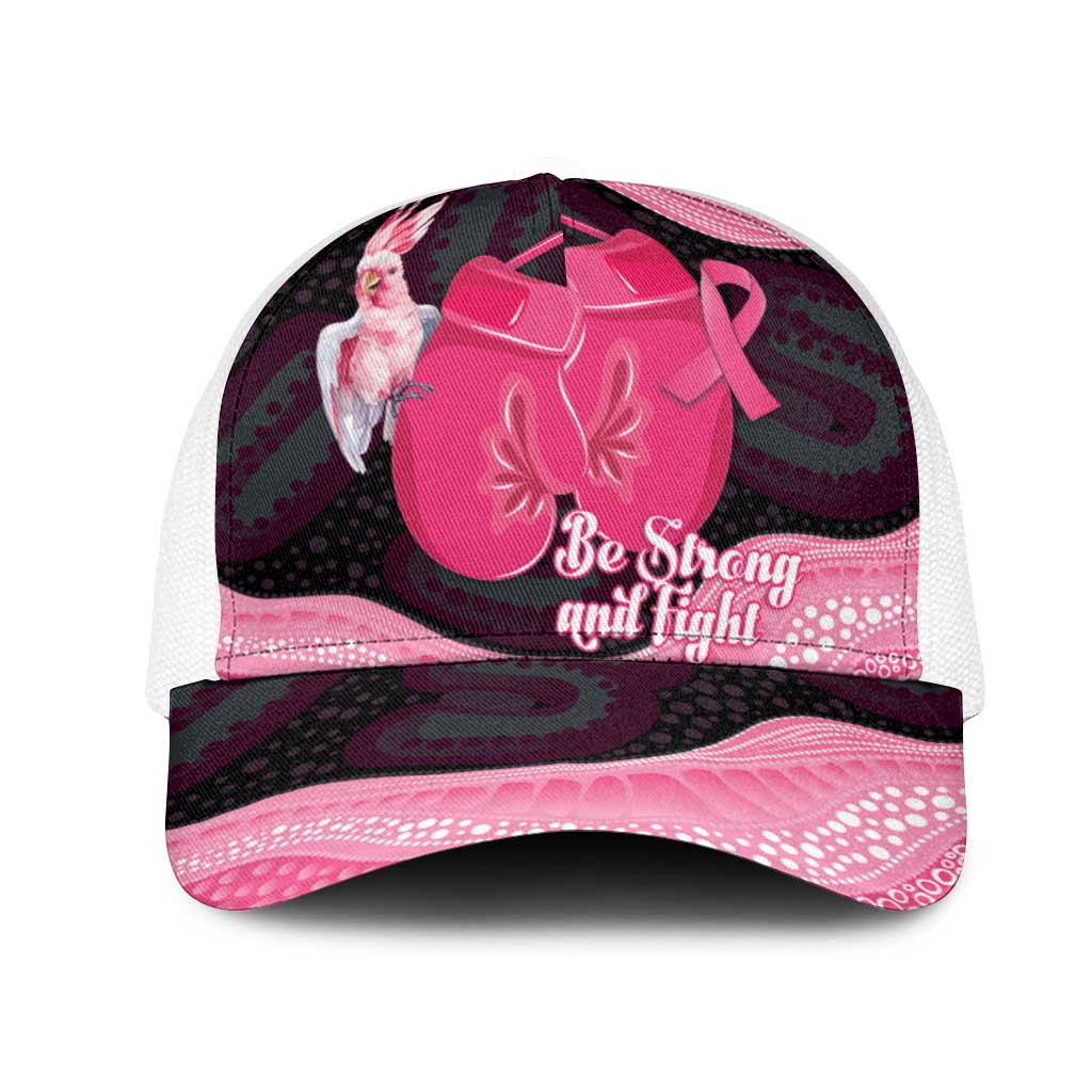 Australia Breast Cancer Awareness Mesh Trucker Cap Pink Cockatoo Fight Boxing Gloves Aboriginal Art