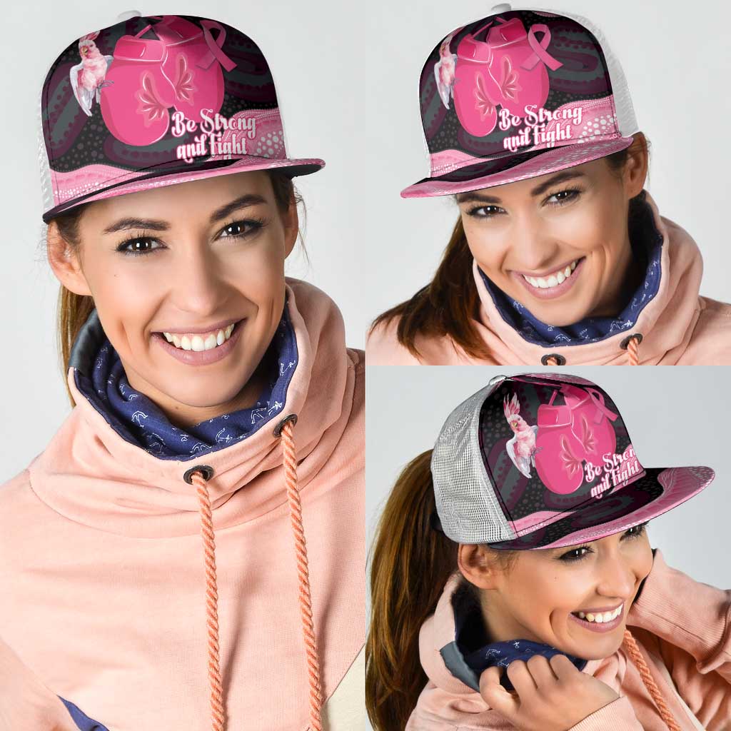 Australia Breast Cancer Awareness Mesh Trucker Cap Pink Cockatoo Fight Boxing Gloves Aboriginal Art