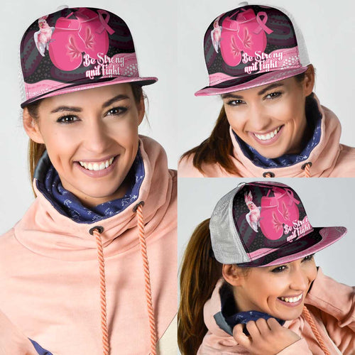 Australia Breast Cancer Awareness Mesh Trucker Cap Pink Cockatoo Fight Boxing Gloves Aboriginal Art