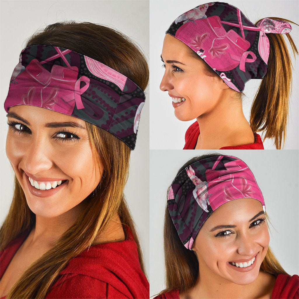 Personalised Australia Breast Cancer Awareness Neck Gaiter Pink Cockatoo Fight Boxing Gloves Aboriginal Art
