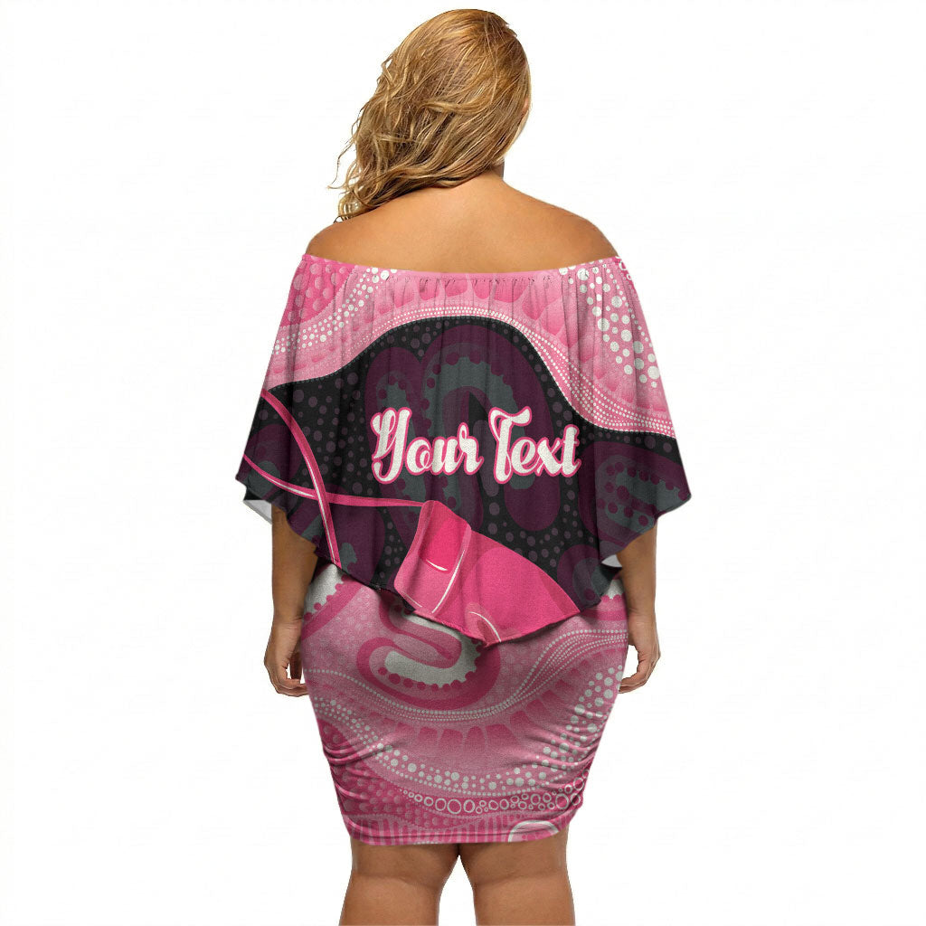 Personalised Australia Breast Cancer Awareness Off Shoulder Short Dress Pink Cockatoo Fight Boxing Gloves Aboriginal Art