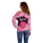 Personalised Australia Breast Cancer Awareness Off Shoulder Sweater Pink Cockatoo Fight Boxing Gloves Aboriginal Art