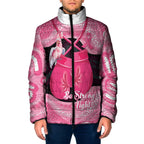 Personalised Australia Breast Cancer Awareness Padded Jacket Pink Cockatoo Fight Boxing Gloves Aboriginal Art