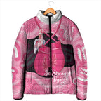 Personalised Australia Breast Cancer Awareness Padded Jacket Pink Cockatoo Fight Boxing Gloves Aboriginal Art