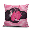Personalised Australia Breast Cancer Awareness Pillow Cover Pink Cockatoo Fight Boxing Gloves Aboriginal Art