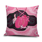 Personalised Australia Breast Cancer Awareness Pillow Cover Pink Cockatoo Fight Boxing Gloves Aboriginal Art