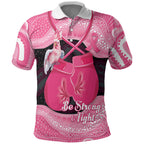 Personalised Australia Breast Cancer Awareness Polo Shirt Pink Cockatoo Fight Boxing Gloves Aboriginal Art