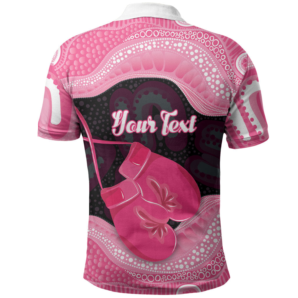 Personalised Australia Breast Cancer Awareness Polo Shirt Pink Cockatoo Fight Boxing Gloves Aboriginal Art