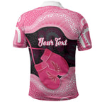 Personalised Australia Breast Cancer Awareness Polo Shirt Pink Cockatoo Fight Boxing Gloves Aboriginal Art