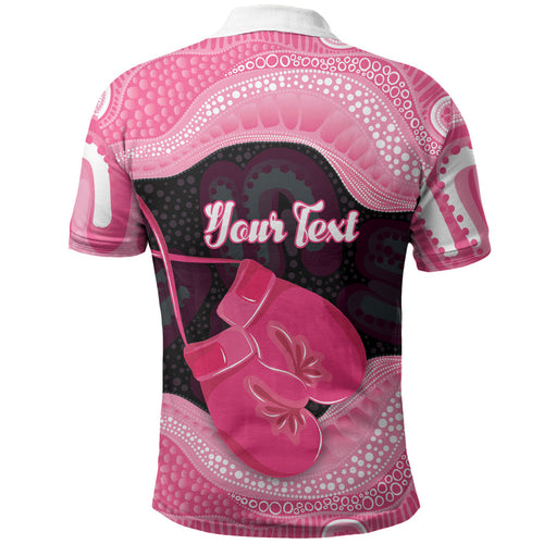 Personalised Australia Breast Cancer Awareness Polo Shirt Pink Cockatoo Fight Boxing Gloves Aboriginal Art