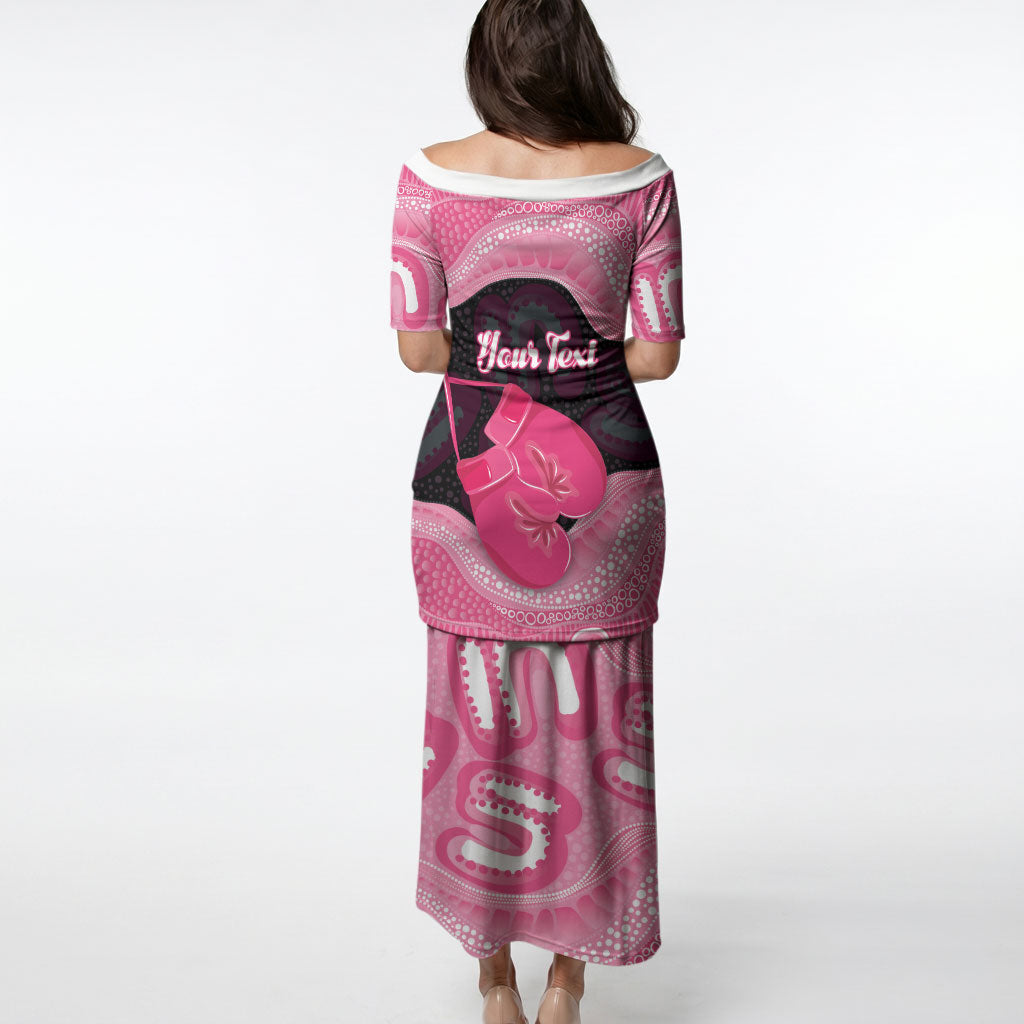 Personalised Australia Breast Cancer Awareness Puletasi Pink Cockatoo Fight Boxing Gloves Aboriginal Art