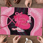 Personalised Australia Breast Cancer Awareness Puzzle Pink Cockatoo Fight Boxing Gloves Aboriginal Art