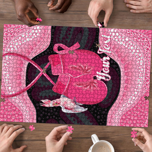 Personalised Australia Breast Cancer Awareness Puzzle Pink Cockatoo Fight Boxing Gloves Aboriginal Art