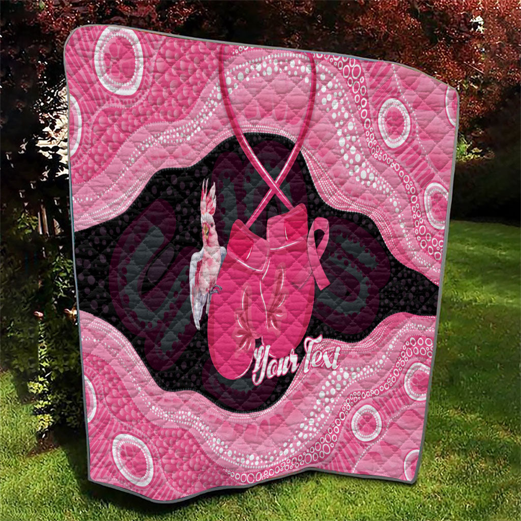 Personalised Australia Breast Cancer Awareness Quilt Pink Cockatoo Fight Boxing Gloves Aboriginal Art