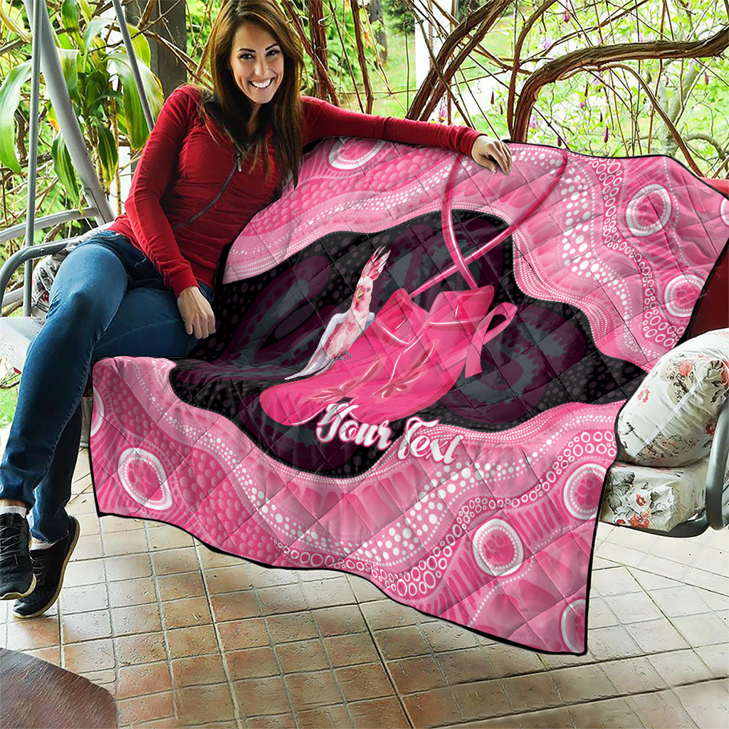 Personalised Australia Breast Cancer Awareness Quilt Pink Cockatoo Fight Boxing Gloves Aboriginal Art