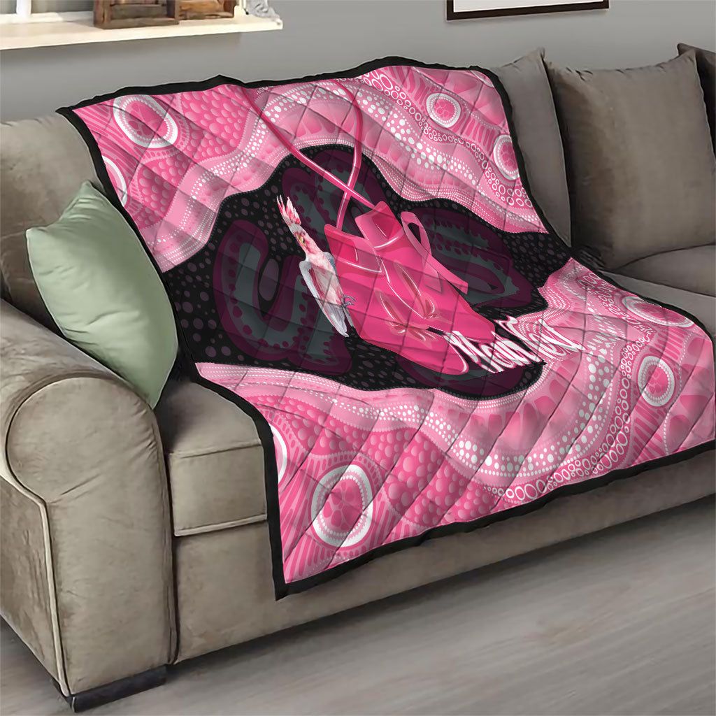 Personalised Australia Breast Cancer Awareness Quilt Pink Cockatoo Fight Boxing Gloves Aboriginal Art