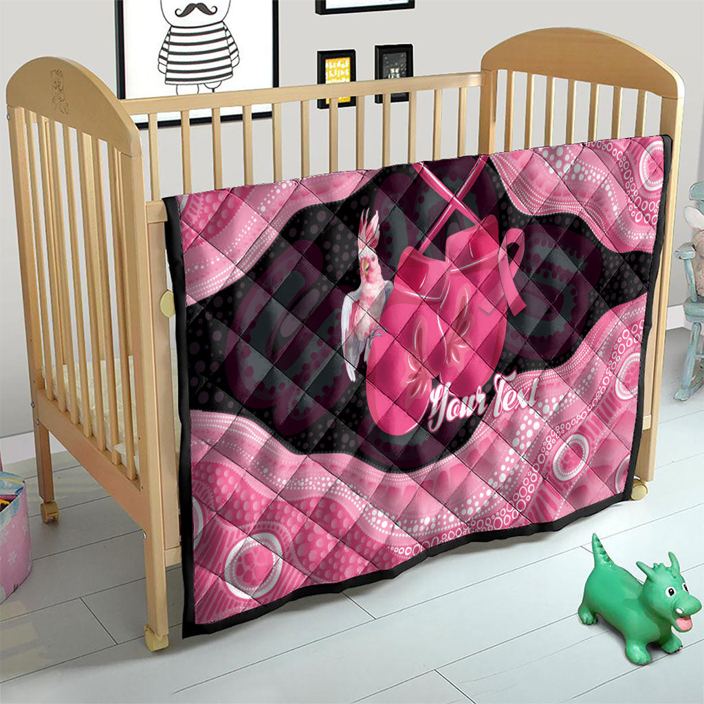 Personalised Australia Breast Cancer Awareness Quilt Pink Cockatoo Fight Boxing Gloves Aboriginal Art