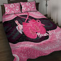 Personalised Australia Breast Cancer Awareness Quilt Bed Set Pink Cockatoo Fight Boxing Gloves Aboriginal Art