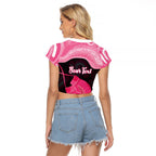 Personalised Australia Breast Cancer Awareness Raglan Cropped T Shirt Pink Cockatoo Fight Boxing Gloves Aboriginal Art