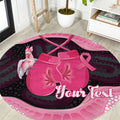 Personalised Australia Breast Cancer Awareness Round Carpet Pink Cockatoo Fight Boxing Gloves Aboriginal Art