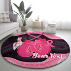 Personalised Australia Breast Cancer Awareness Round Carpet Pink Cockatoo Fight Boxing Gloves Aboriginal Art